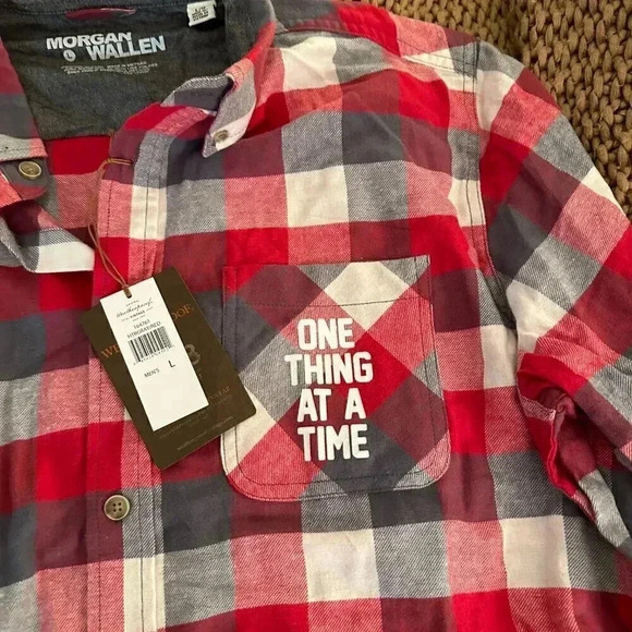 "One Thing At A Time" Morgan Wallen Flannel Shirt - Picture 3 of 6